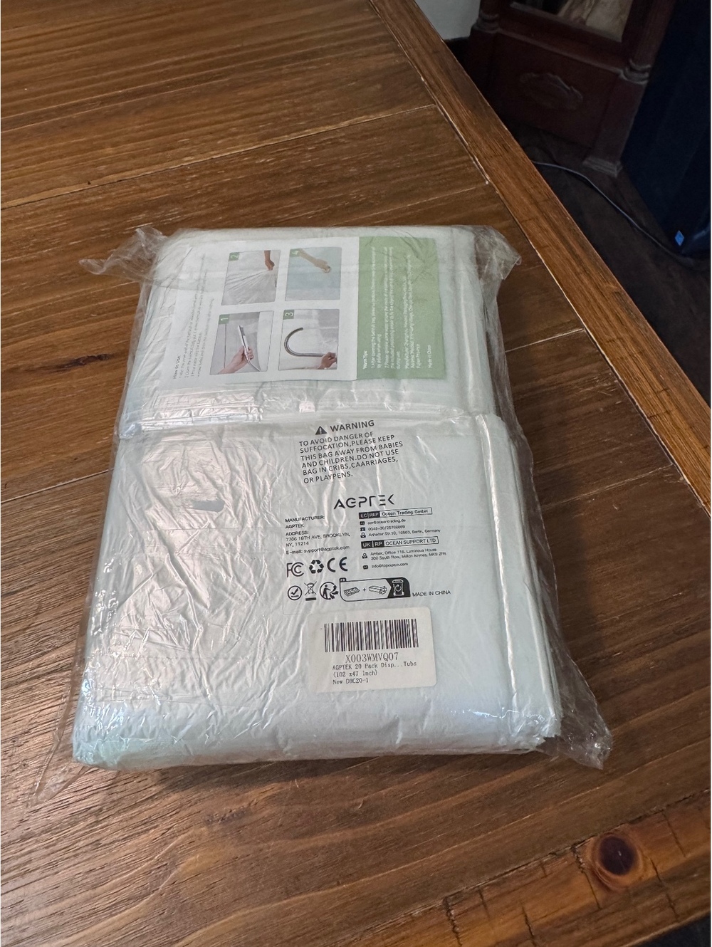 AGPTEK Disposable Bathtub Liners 20 Pack 102x47” Oversized Bath Tub Bags